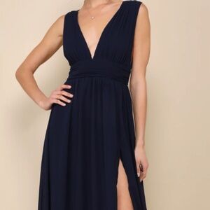 Lulus Heavenly Hues Navy Blue Maxi Dress